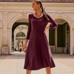 Talbots Merino Wool Pleated Sweater Dress